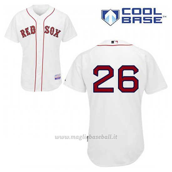 Maglia Baseball Uomo Boston Red Sox 26 Brock Holt Bianco 1ªCool Base